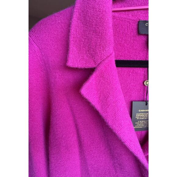 Charter Club Luxury Cashmere Blazer Womens Size Medium Two Button Front Fuchsia - Picture 7 of 8